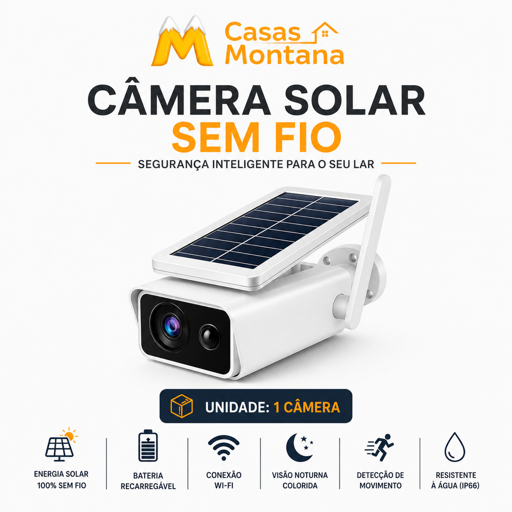 Câmera de Segurança Externa IP Wifi HD com Energia solar